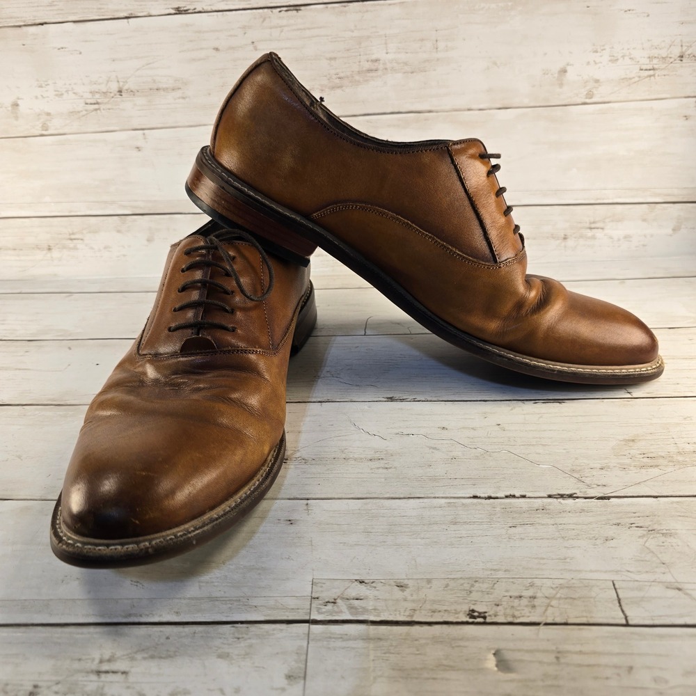 Aston Grey Collection Leu Mens 11 Brown Leather Oxford Dress Shoes 1006840